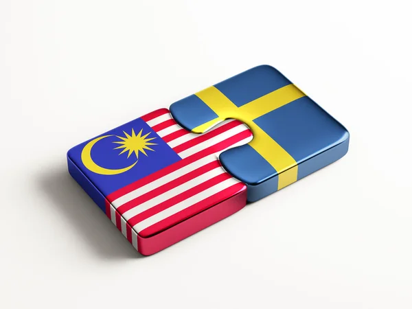スウェーデン マレーシア パズル コンセプト — ストック写真