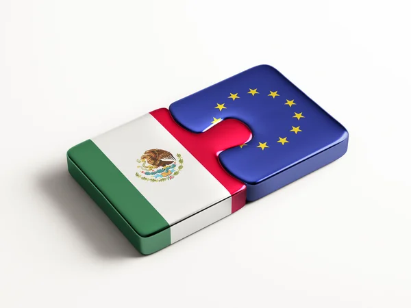 European Union Mexico Puzzle Concept — Stock Photo, Image
