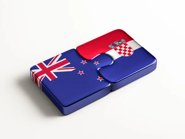 Croatia New Zealand Puzzle Concept — Stock Photo, Image