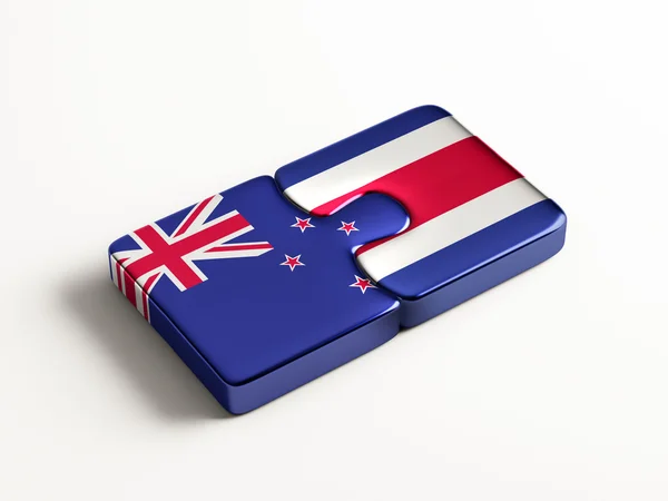 Costa Rica New Zealand Puzzle Concept — Stock Photo, Image