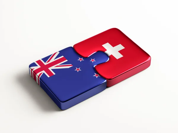 Switzerland New Zealand  Puzzle Concept — Stock Photo, Image