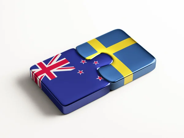 Suède Nouvelle-Zélande Puzzle Concept — Photo