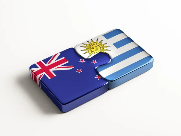 Uruguay New Zealand  Puzzle Concept — Stock Photo, Image