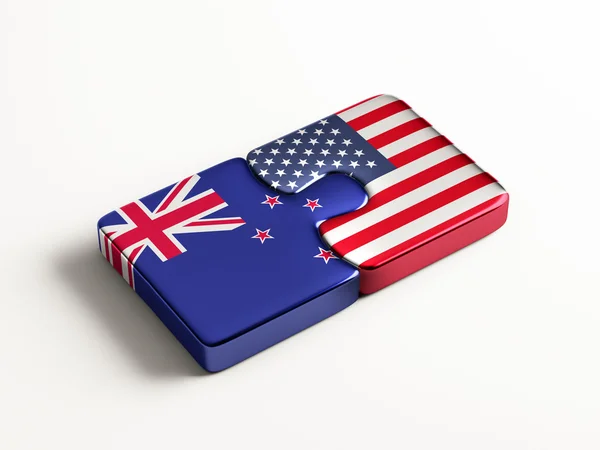 United States New Zealand  Puzzle Concept — Stock Photo, Image