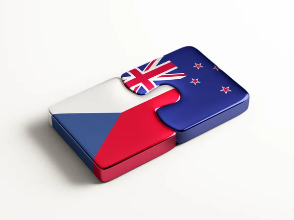 Czech Republic New Zealand  Puzzle Concept — Stock Photo, Image