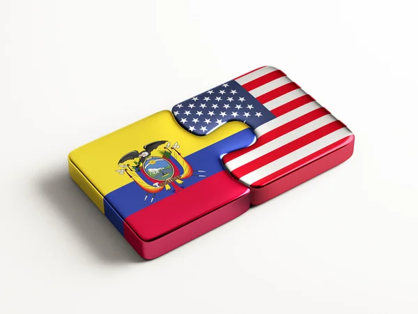 United States of America Ecuador Puzzle Concept — Stock Photo, Image