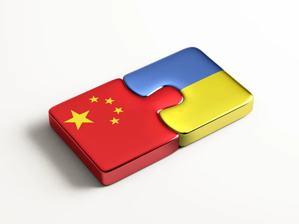 Ukraina Chiny logiczne pojęcia — Zdjęcie stockowe