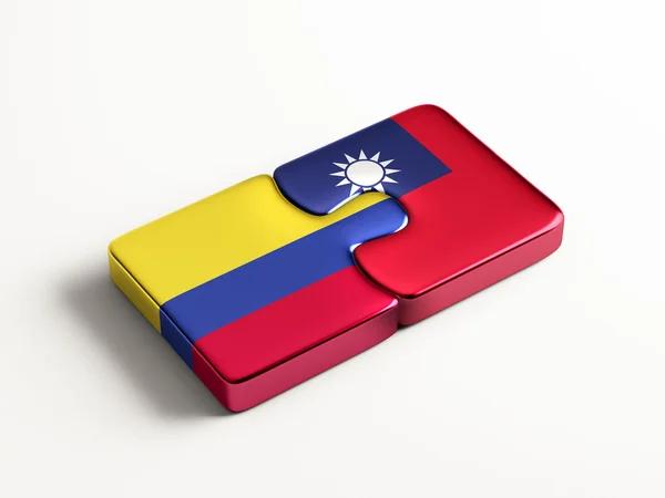 Taiwan Colombia  Puzzle Concept — Stock Photo, Image