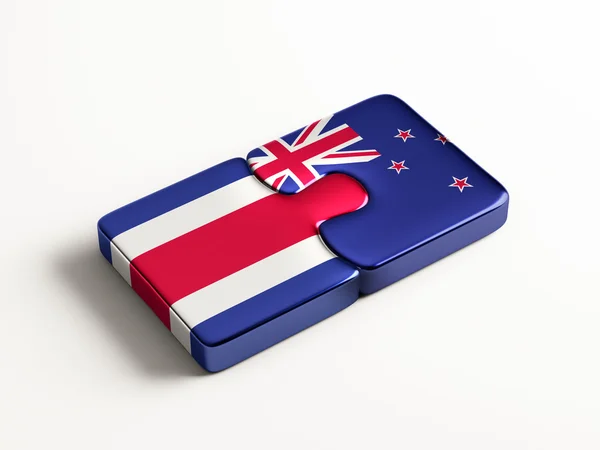 Zelanda Costa Rica Países Puzzle Concepto —  Fotos de Stock