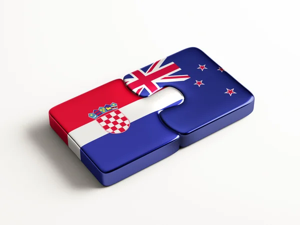 Zealand Croatia Countries Puzzle Concept — Stock Photo, Image