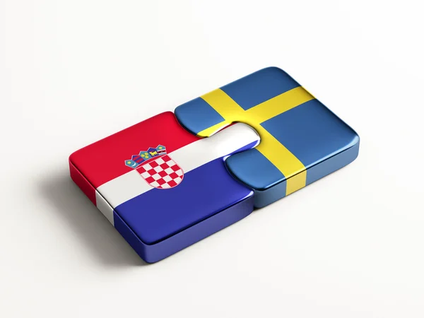 스웨덴 크로아티아 퍼즐 개념 — 스톡 사진