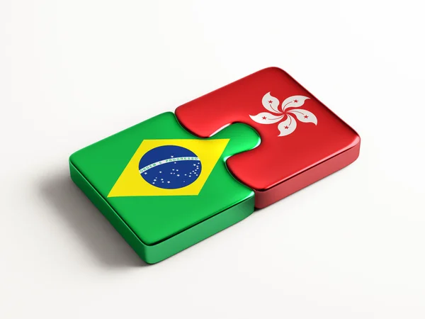 Brazil Hong Kong  Puzzle Concept — Stock Photo, Image