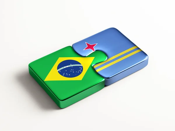 Brazil Aruba Puzzle Concept — Stock Photo, Image