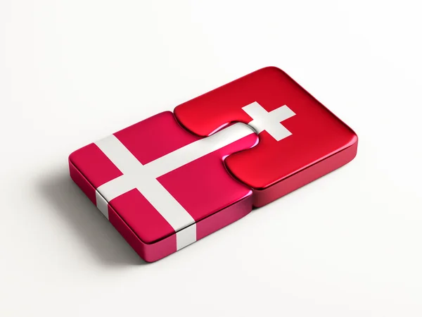 Switzerland Denmark  Puzzle Concept — Stock Photo, Image