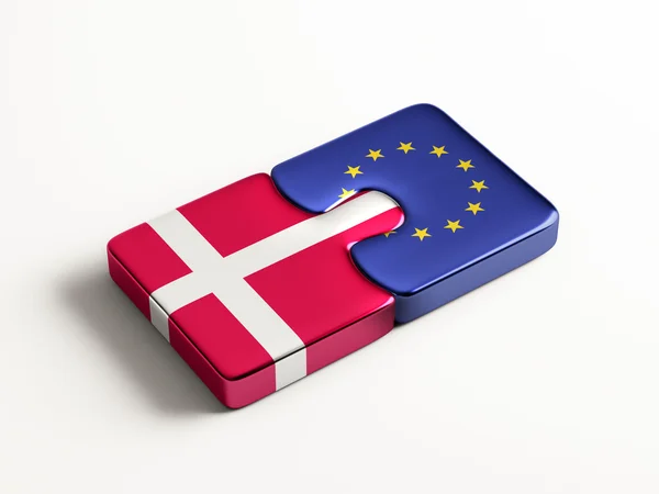 Europeiska unionen Danmark pussel koncept — Stockfoto