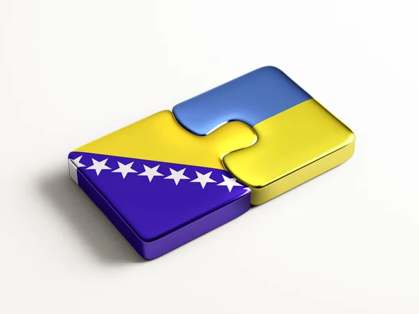 Ukraina Bosnien och Hercegovina pussel koncept — Stockfoto