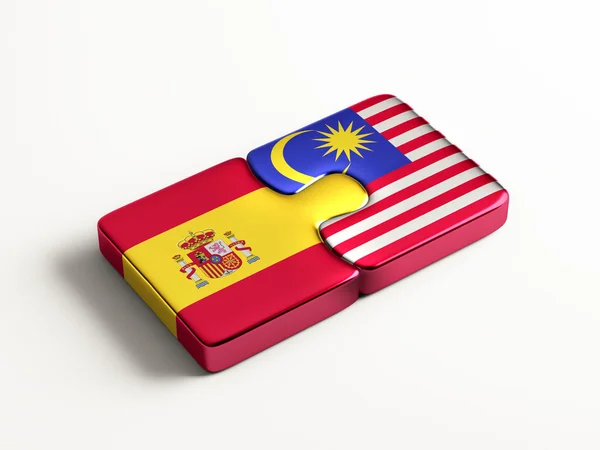 Spanien Malaysia Puzzle-Konzept — Stockfoto