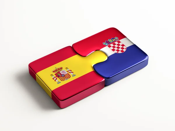 Spain Croatia Puzzle Concept — Stock Photo, Image