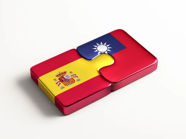 Taiwan Spain  Puzzle Concept — Stock Photo, Image