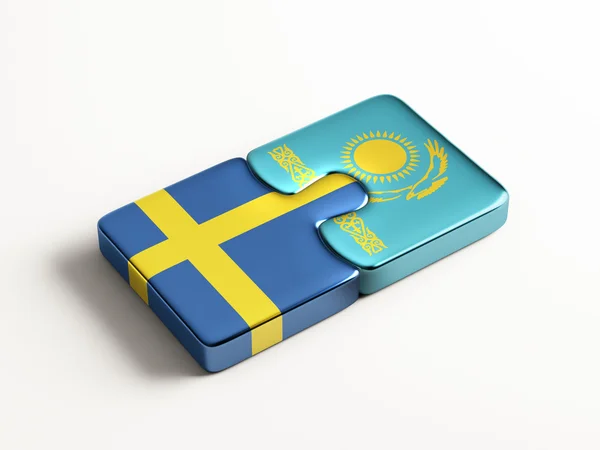 Kasachstan schwedisches Puzzle-Konzept — Stockfoto