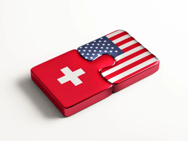 Estados Unidos Suiza Puzzle Concept —  Fotos de Stock