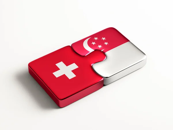 Singapore Switzerland  Puzzle Concept — Stock Photo, Image