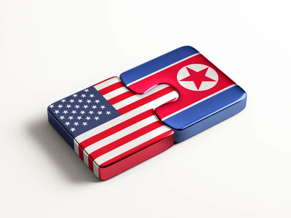 Estados Unidos Coreia do Norte Puzzle Concept — Fotografia de Stock