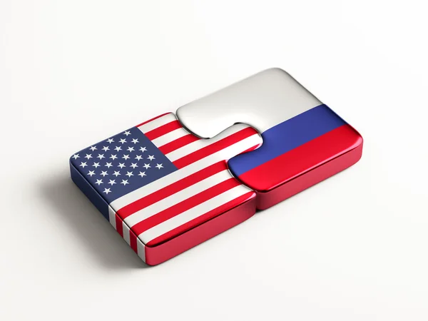 Rusia Estados Unidos Puzzle Concepto — Foto de Stock