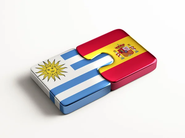 Uruguay España Puzzle Concepto — Foto de Stock