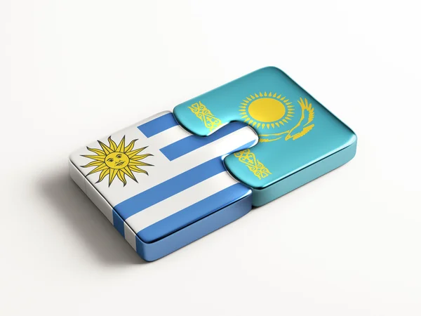 Kazakhstan Uruguay  Puzzle Concept — Stock Photo, Image