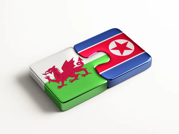 Conceito de quebra-cabeça de Coreia do norte de Gales — Fotografia de Stock