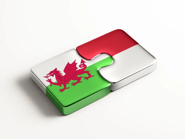 Indonesia Wales  Puzzle Concept — Stock Photo, Image