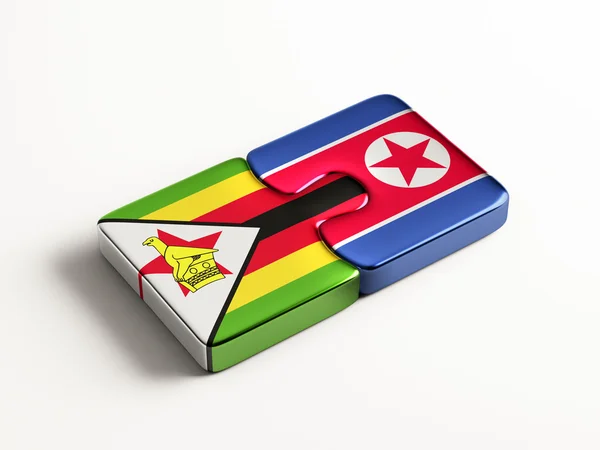 Zimbabwe Corea del Norte Puzzle Concepto — Foto de Stock