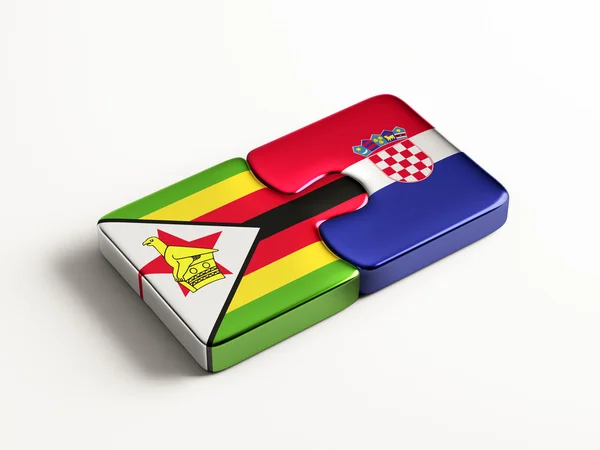 Zimbabwe Croatia Puzzle Concept — Stock Photo, Image