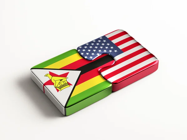 Zimbabwe United States  Puzzle Concept — Stock Photo, Image