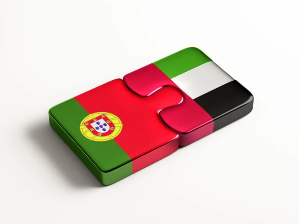 Conceito de quebra-cabeça do Portugal nos Emirados Árabes Unidos — Fotografia de Stock