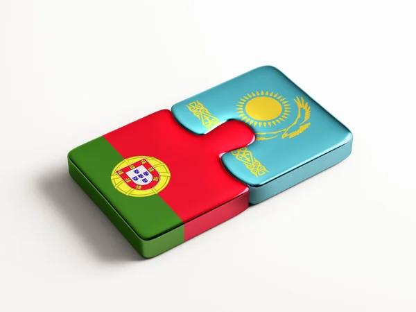 Kazakhstan Portugal  Puzzle Concept — Stock Photo, Image