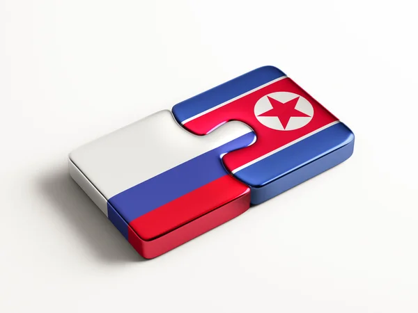 Russland Nordkorea Puzzle-Konzept — Stockfoto