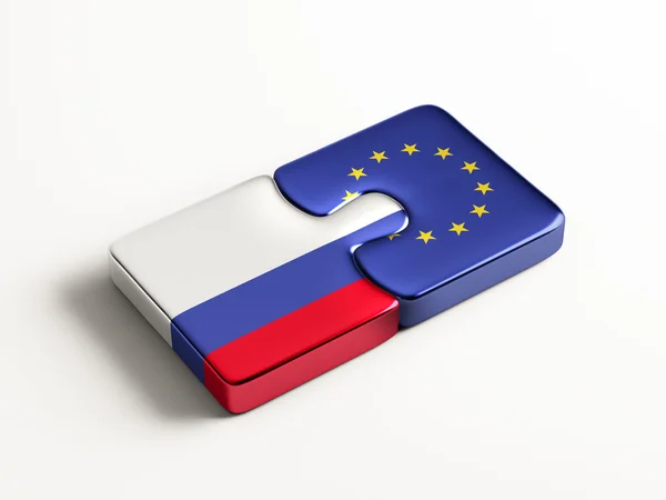 Europese Unie Rusland puzzel Concept — Stockfoto