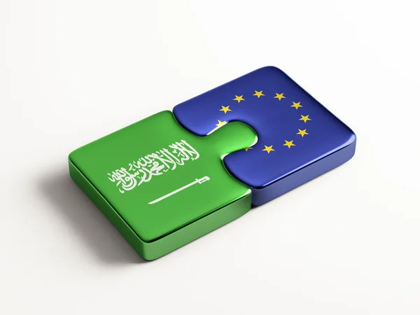 União Europeia Arábia Saudita Puzzle Concept — Fotografia de Stock