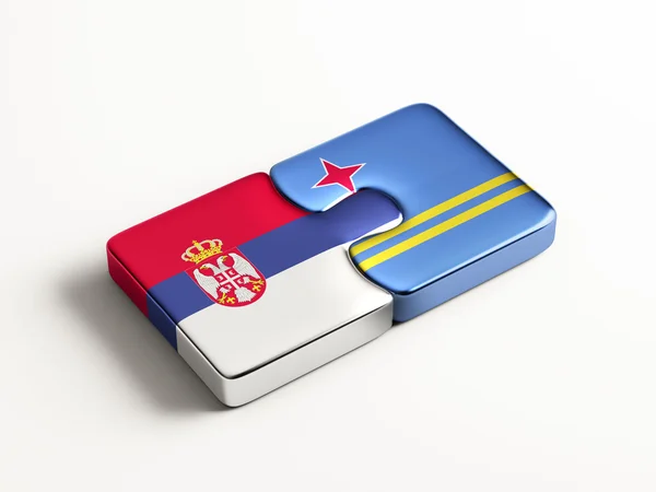Serbia aruba puzzle konzept — Stockfoto