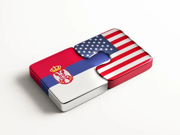 Sırbistan Amerika Birleşik Devletleri bulmaca kavramı — Stok fotoğraf