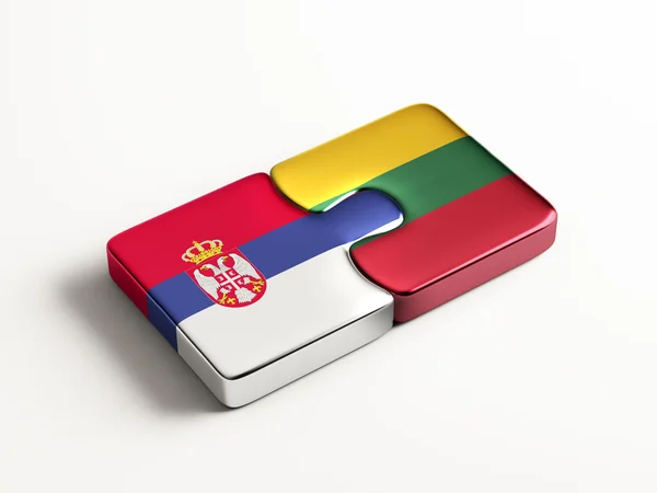 Lituania Serbia Puzzle Concept — Fotografie, imagine de stoc