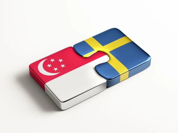 Singapur-Schweden-Puzzle-Konzept — Stockfoto