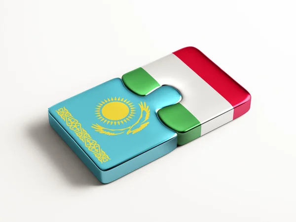 Kazakhstan Italy  Puzzle Concept — Stock Photo, Image