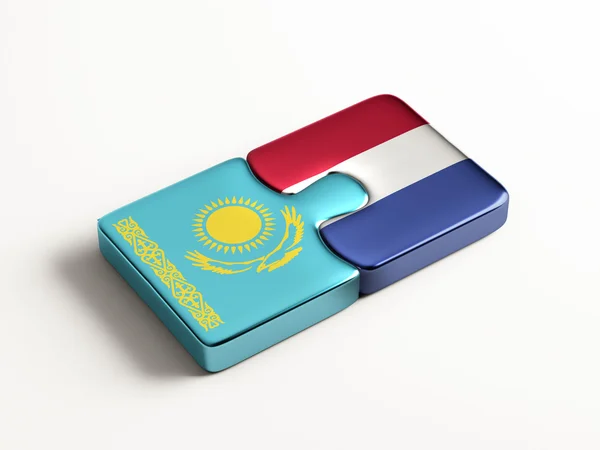 Kazakhstan Netherlands  Puzzle Concept — Stock Photo, Image