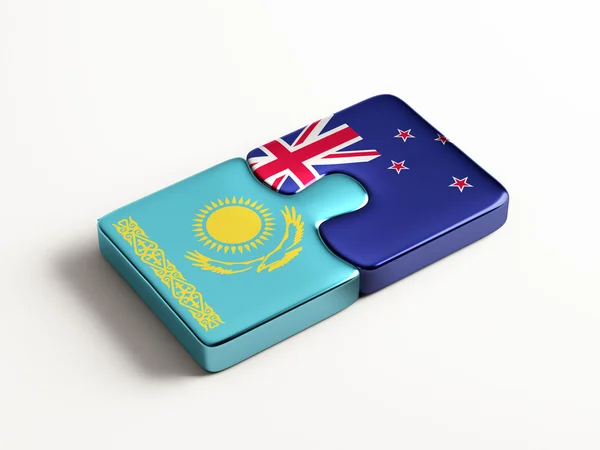 Kazakhstan New Zealand  Puzzle Concept — Stock Photo, Image
