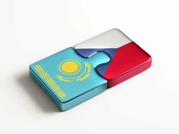 Kazakstan Tjeckien pussel koncept — Stockfoto