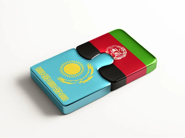 Afghanistan Kazakstan tecken flaggor koncept — Stockfoto