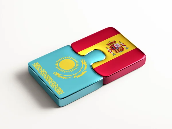 Kazakhstan Spain  Puzzle Concept — Stock Photo, Image